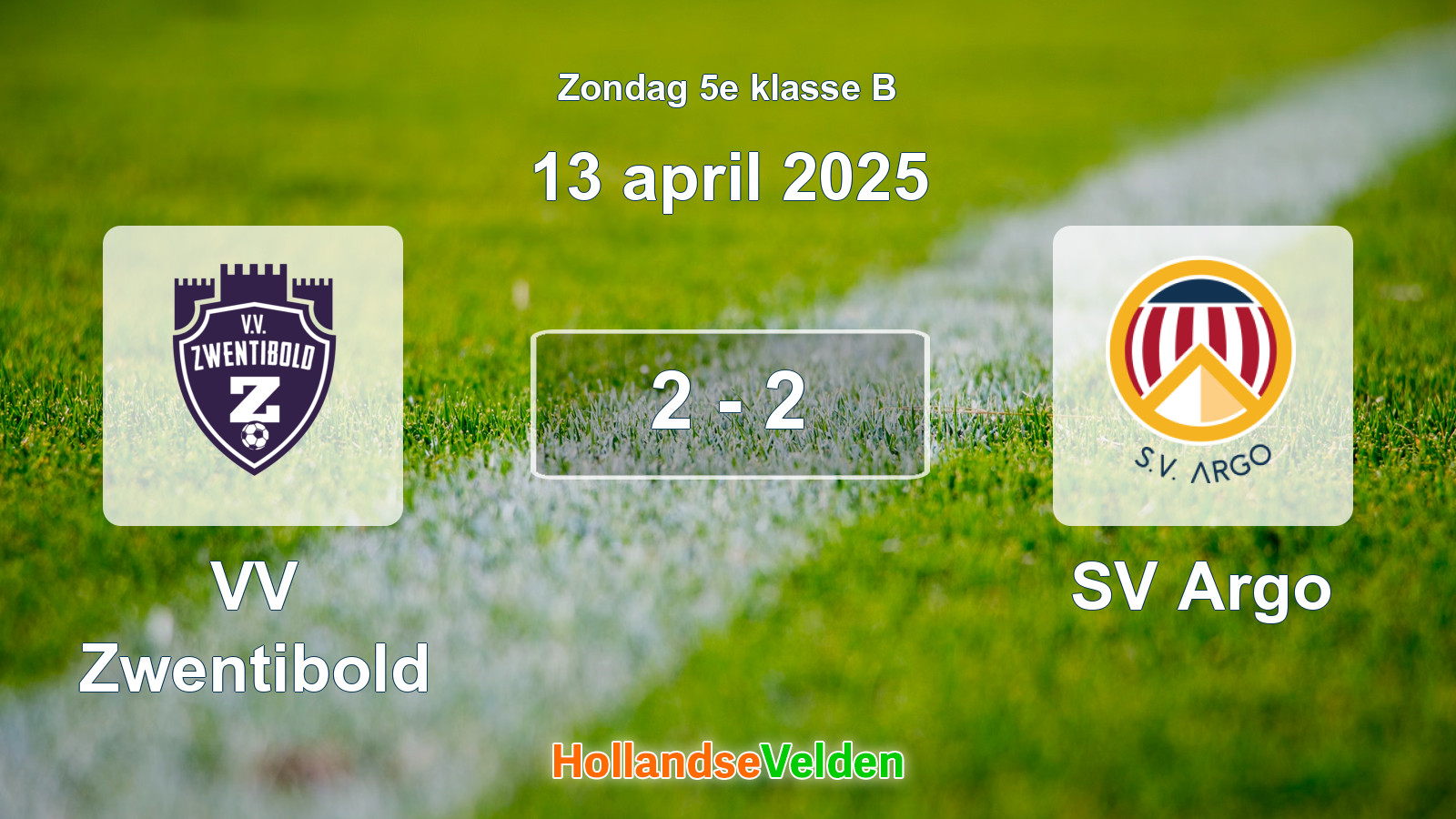 Gespeelde wedstrijd: VV Zwentibold - SV Argo 2 - 2 (13 april 2025)