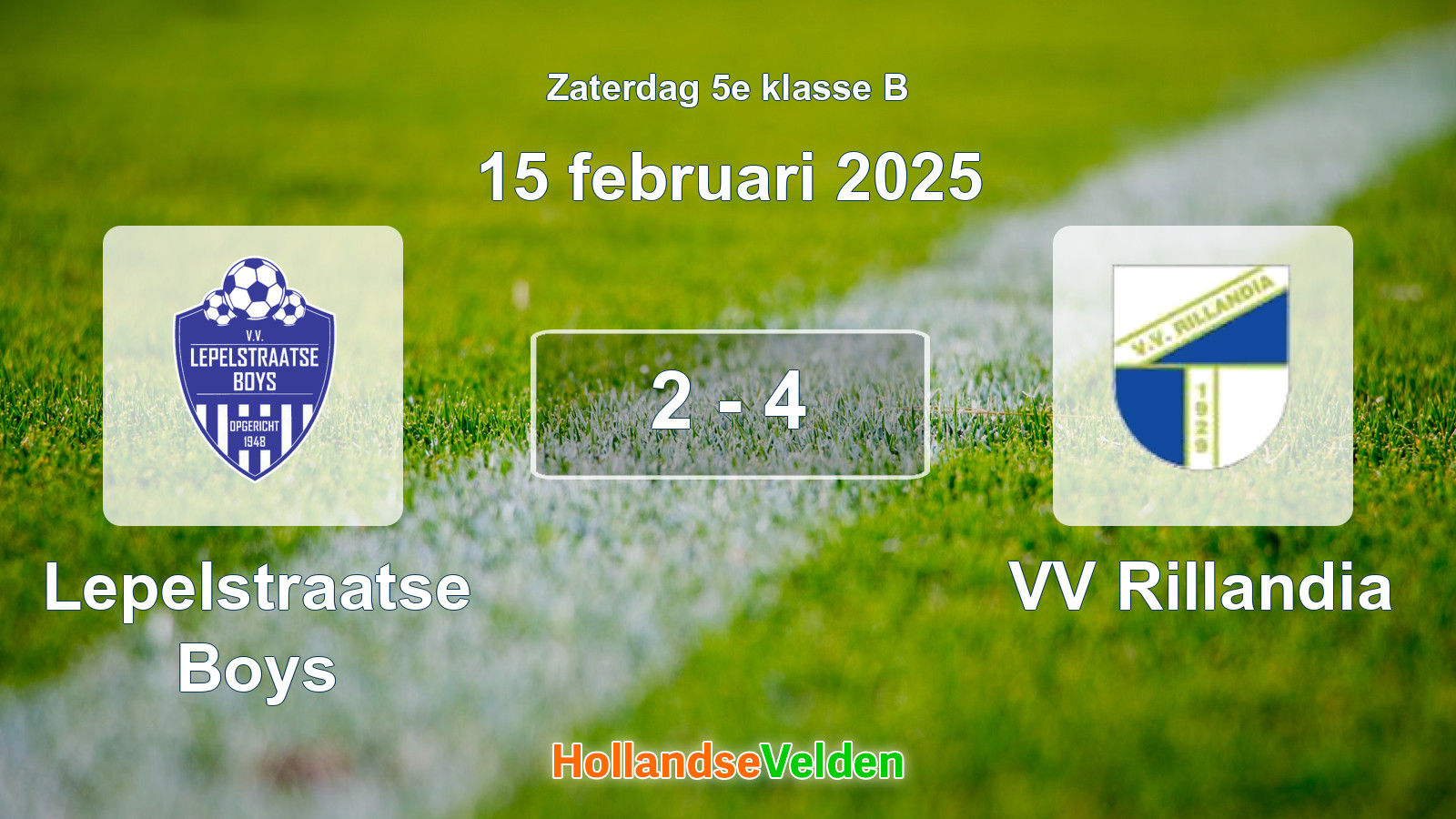 Gespeelde wedstrijd: Lepelstraatse Boys - VV Rillandia 2 - 4 (15 februari 2025)