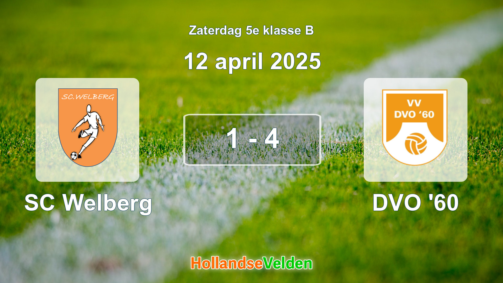 Gespeelde wedstrijd: SC Welberg - DVO '60 1 - 4 (12 april 2025)