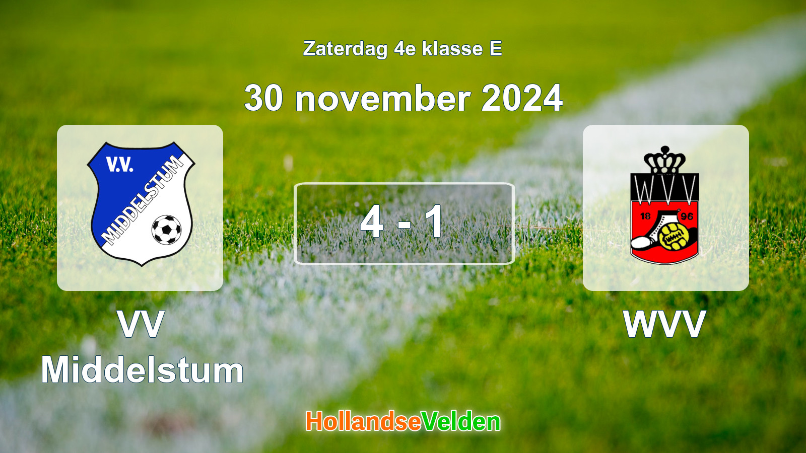 Gespeelde wedstrijd: VV Middelstum - WVV 4 - 1 (30 november 2024)