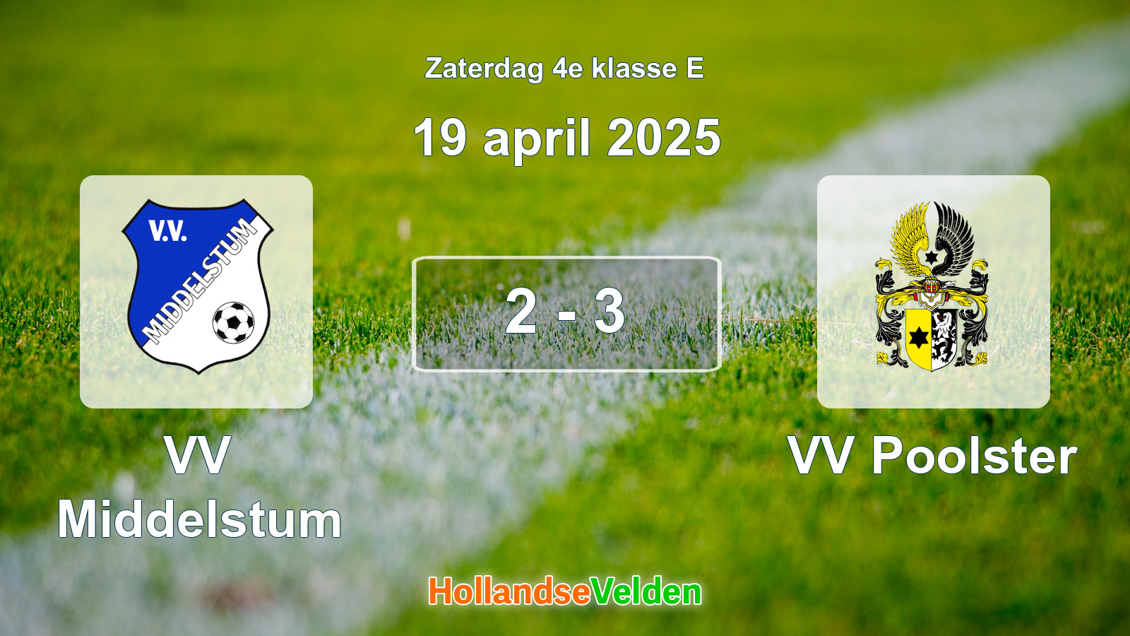 Gespeelde wedstrijd: VV Middelstum - VV Poolster 2 - 3 (19 april 2025)