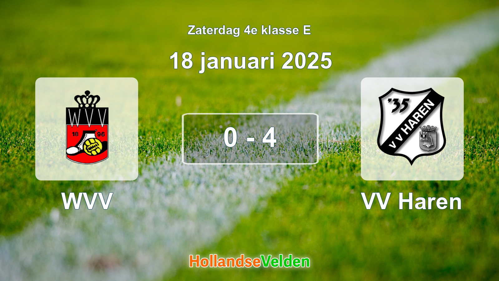 Gespeelde wedstrijd: WVV - VV Haren 0 - 4 (18 januari 2025)