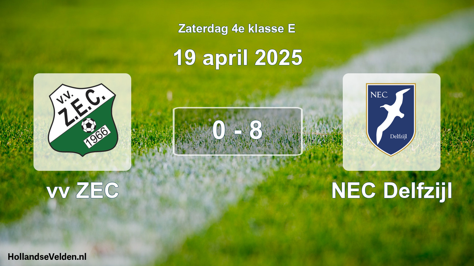 Gespeelde wedstrijd: vv ZEC - NEC Delfzijl 0 - 8 (19 april 2025)