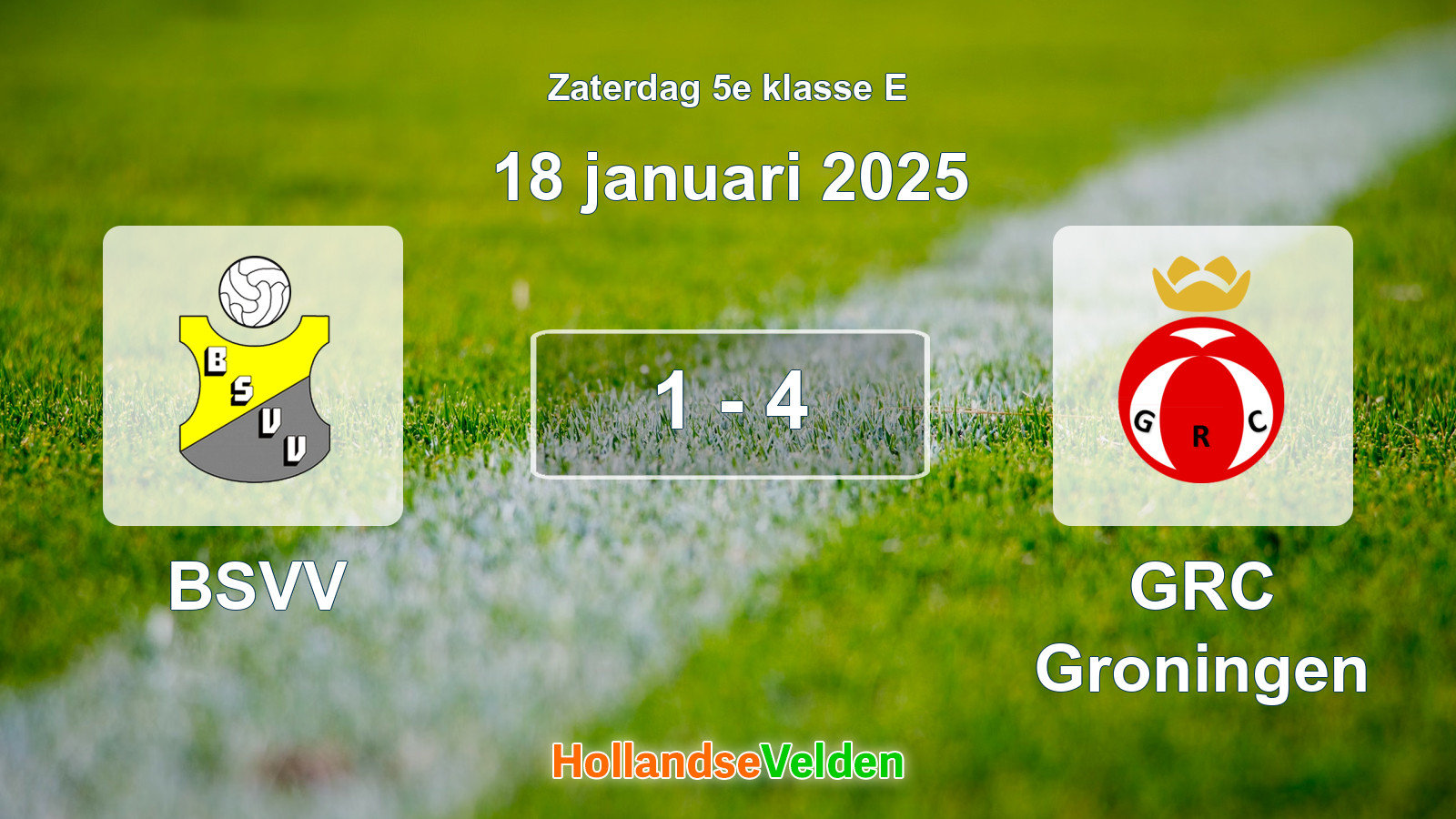 Gespeelde wedstrijd: BSVV - GRC Groningen 1 - 4 (18 januari 2025)