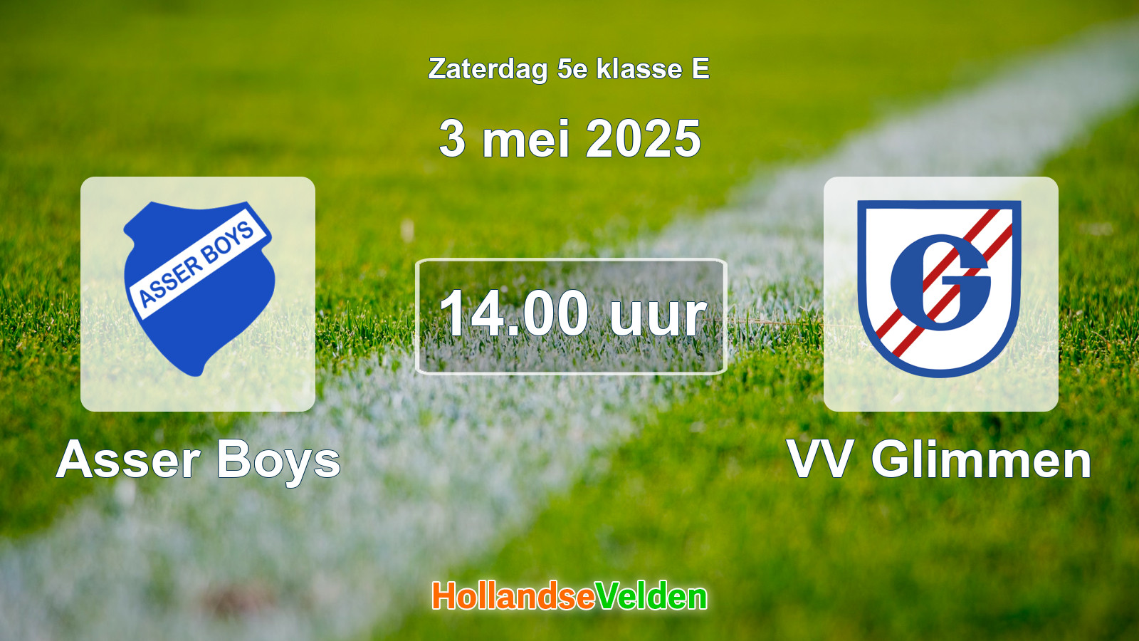 Geplande wedstrijd: Asser Boys - VV Glimmen (3 mei 2025)