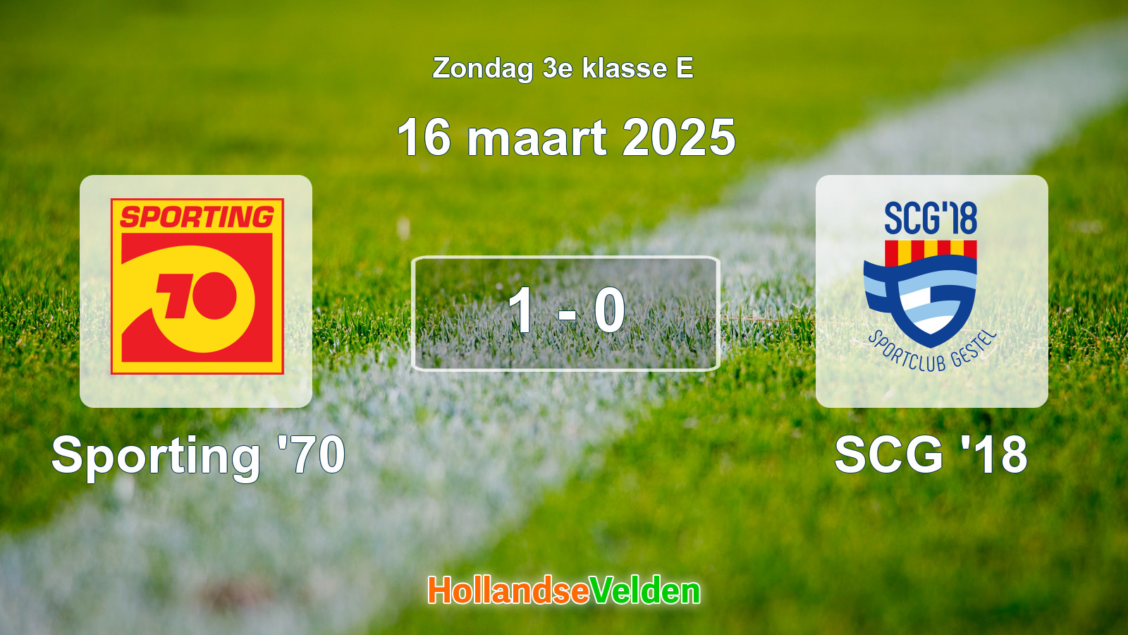 Gespeelde wedstrijd: Sporting '70 - SCG '18 1 - 0 (16 maart 2025)