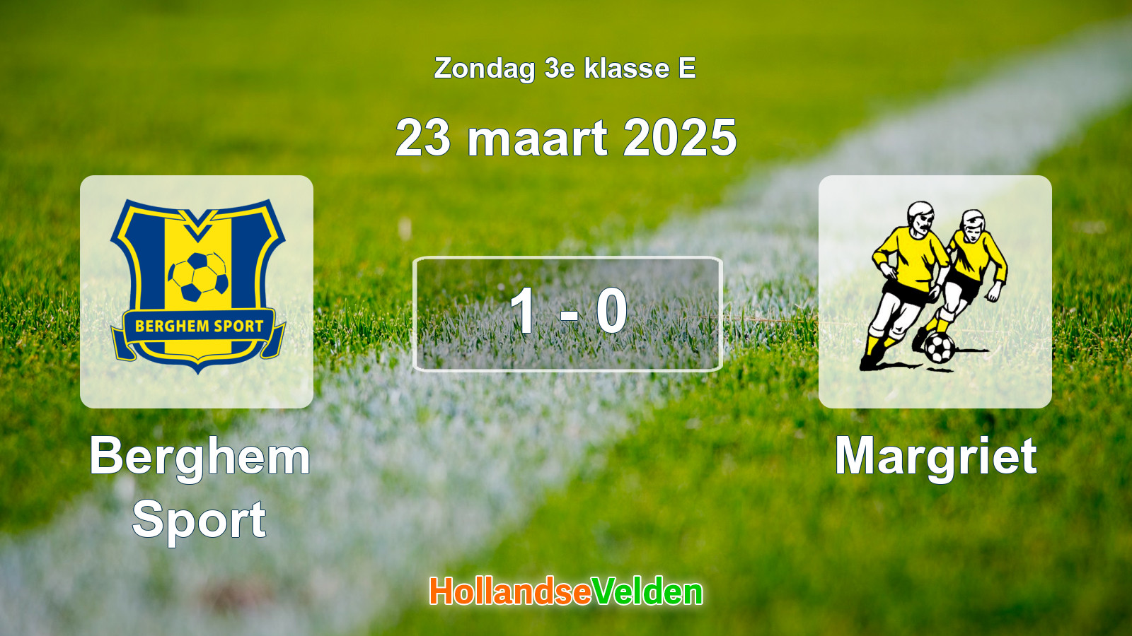 Gespeelde wedstrijd: Berghem Sport - Margriet 1 - 0 (23 maart 2025)