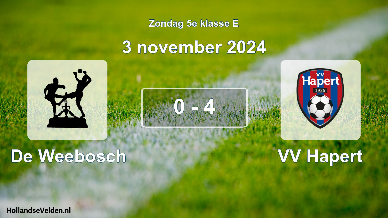 Gespeelde wedstrijd: De Weebosch - VV Hapert 0 - 4 (3 november 2024)