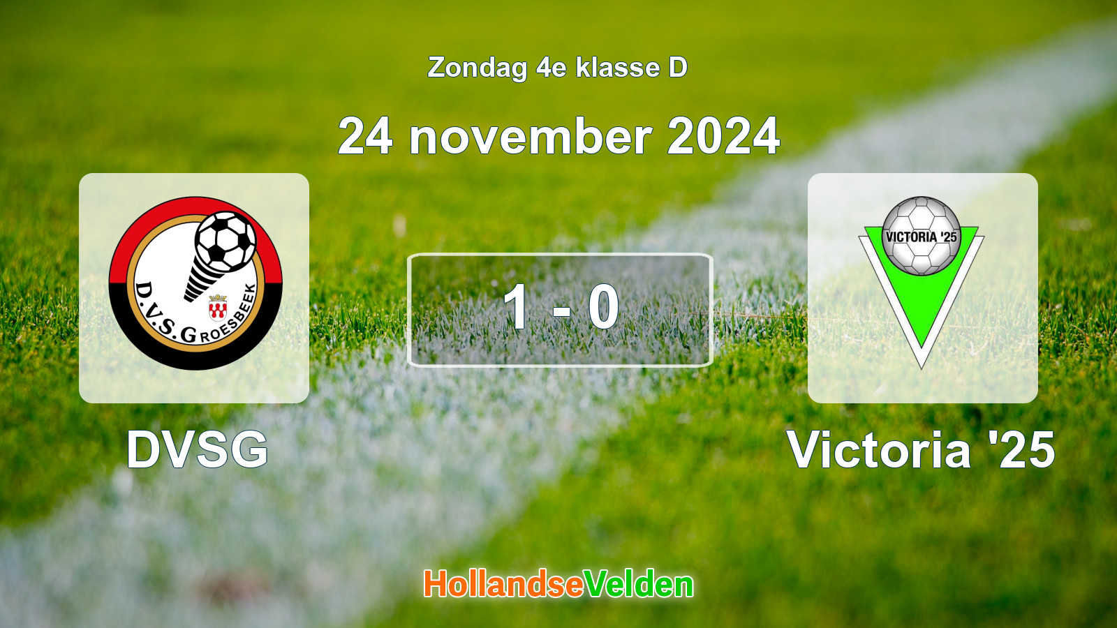 Gespeelde wedstrijd: DVSG - Victoria '25 1 - 0 (24 november 2024)