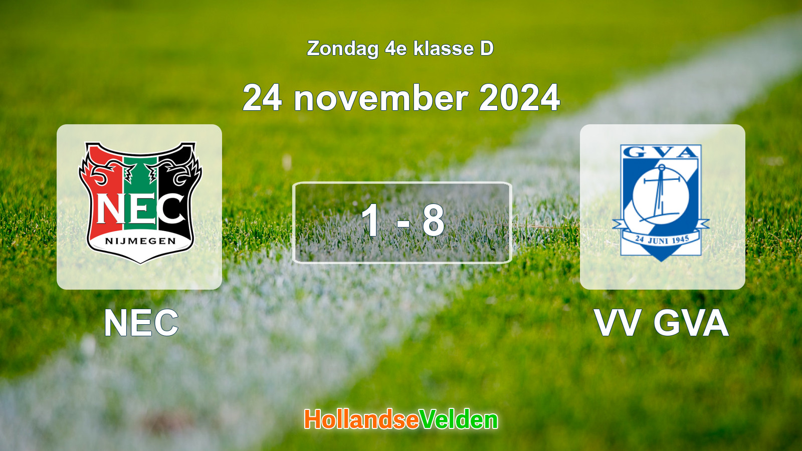 Gespeelde wedstrijd: NEC - VV GVA 1 - 8 (24 november 2024)