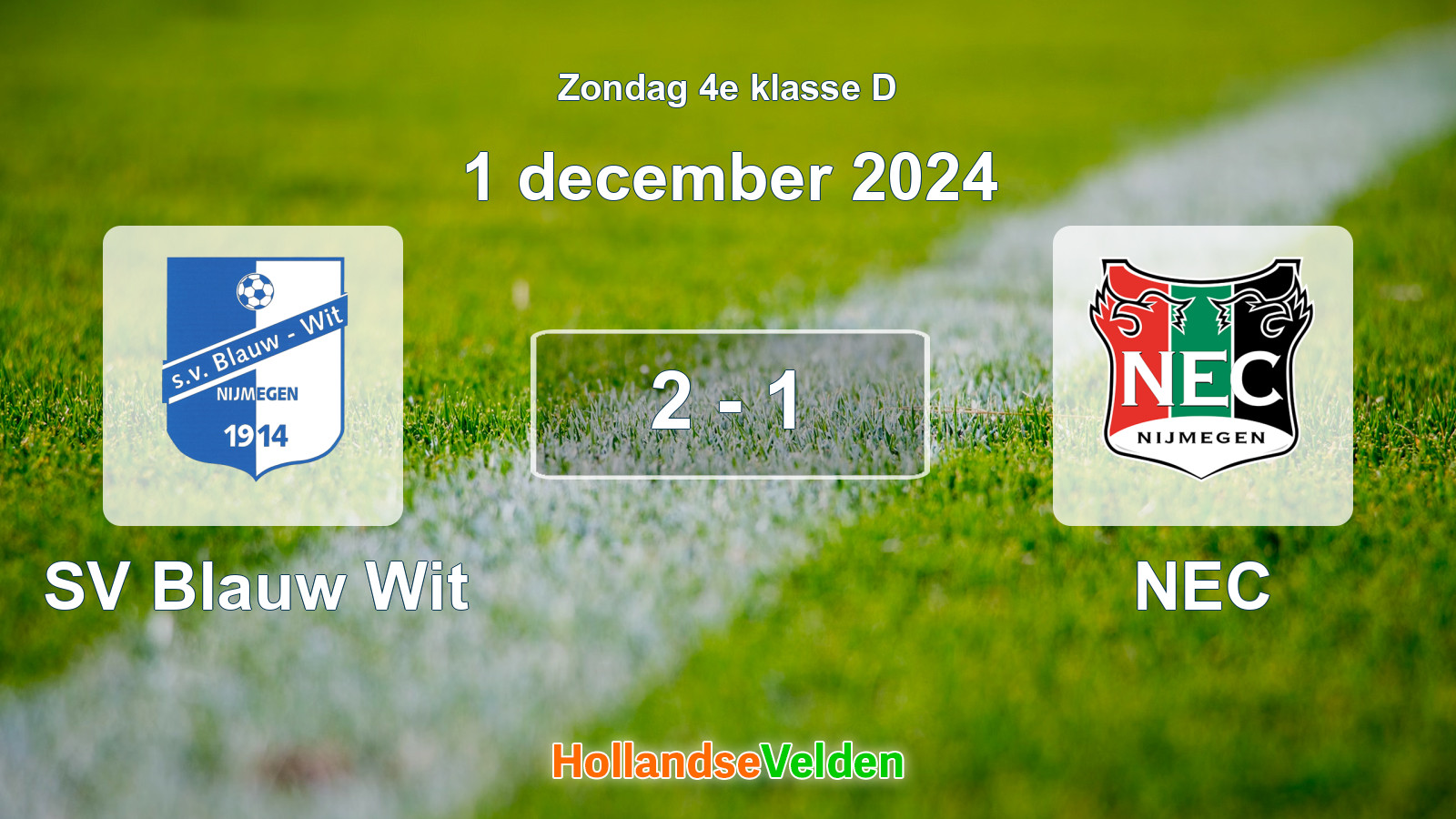 Gespeelde wedstrijd: SV Blauw Wit - NEC 2 - 1 (1 december 2024)