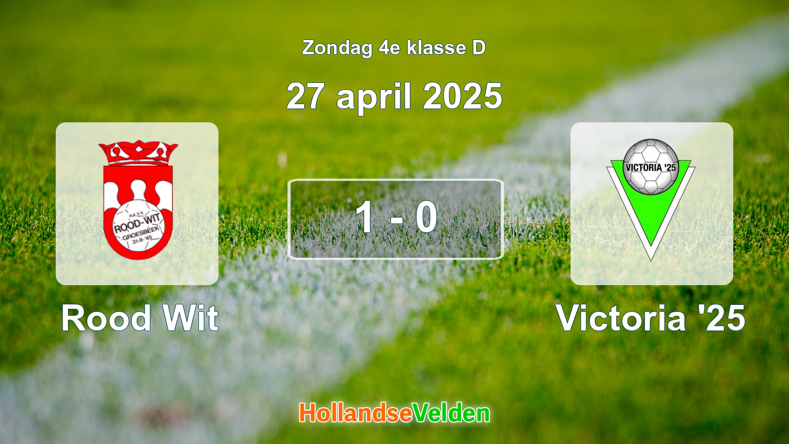 Gespeelde wedstrijd: Rood Wit - Victoria '25 1 - 0 (27 april 2025)