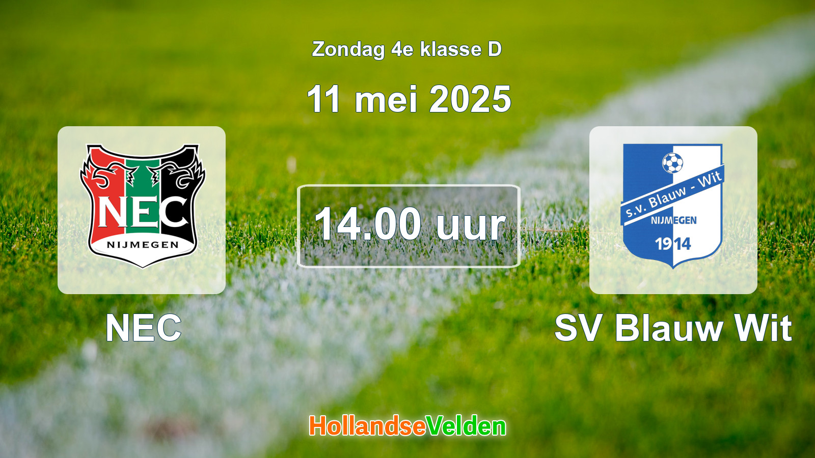 Geplande wedstrijd: NEC - SV Blauw Wit (11 mei 2025)