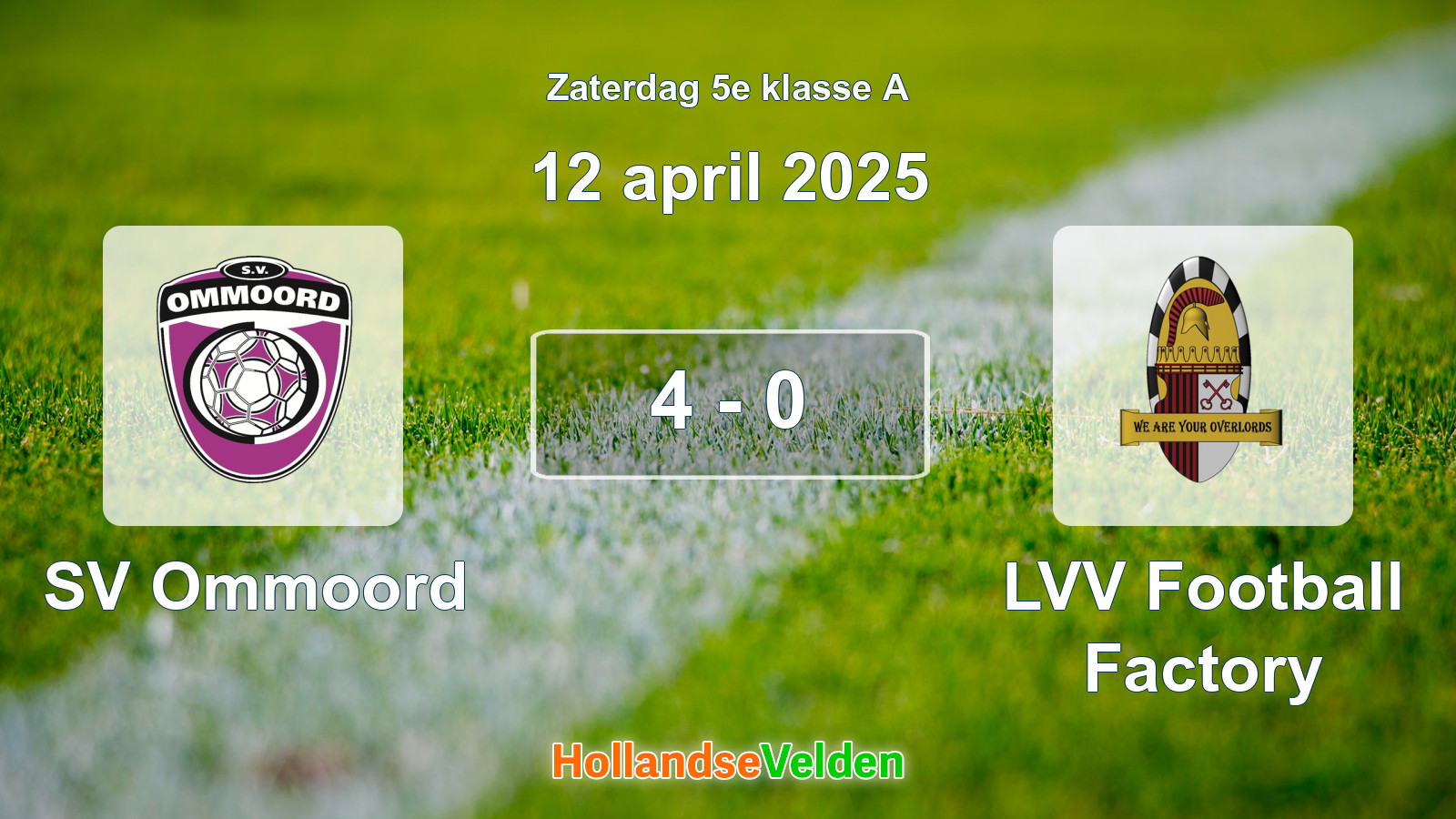 Gespeelde wedstrijd: SV Ommoord - LVV Football Factory 4 - 0 (12 april 2025)