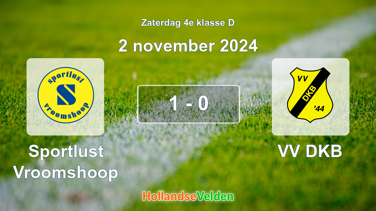 Gespeelde wedstrijd: Sportlust Vroomshoop - VV DKB 1 - 0 (2 november 2024)