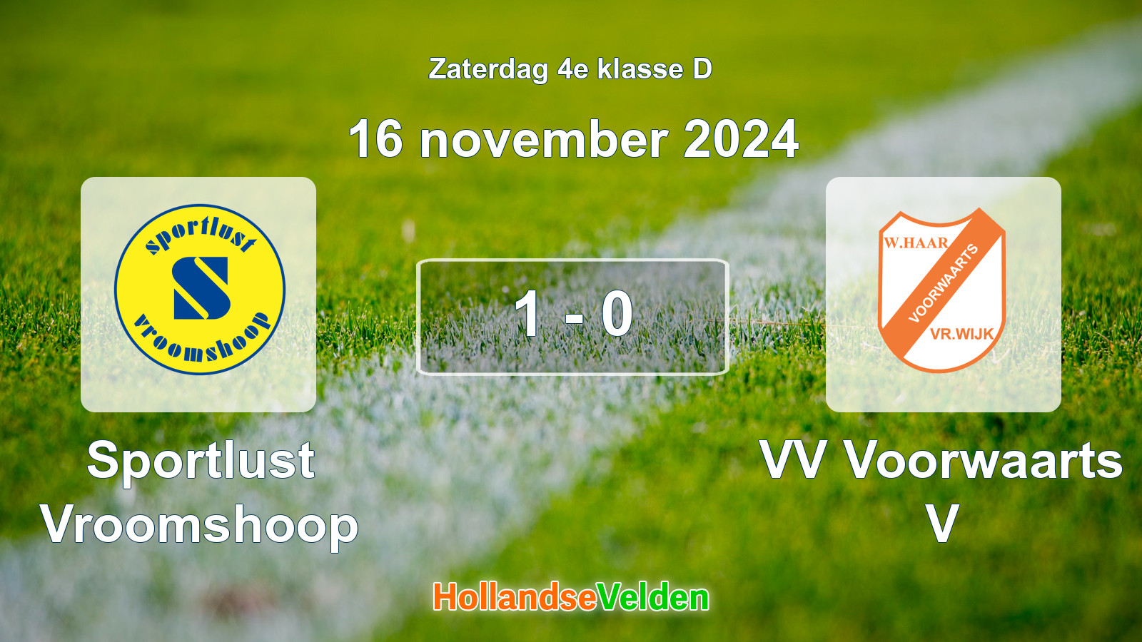 Gespeelde wedstrijd: Sportlust Vroomshoop - VV Voorwaarts V 1 - 0 (16 november 2024)