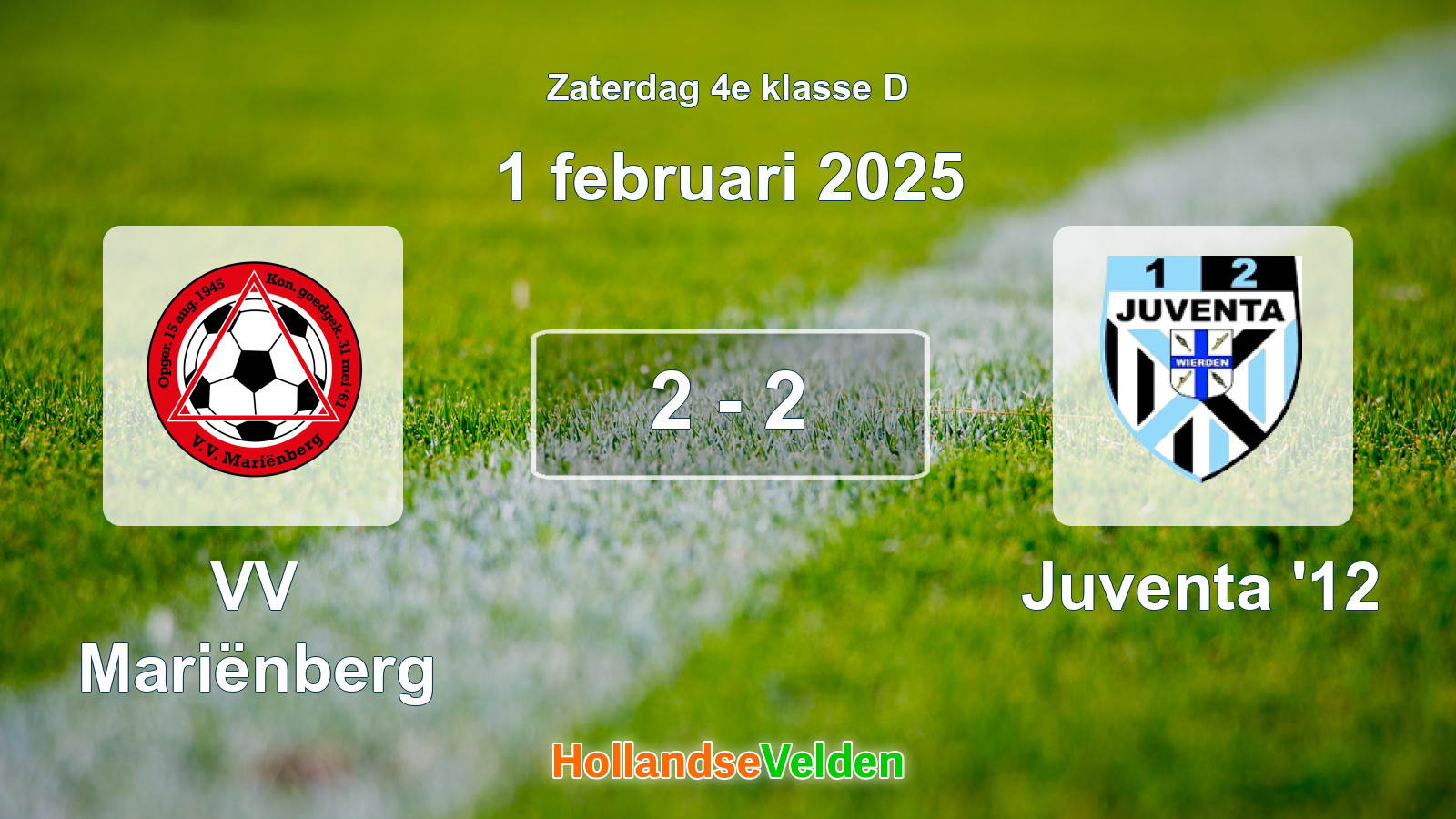 Gespeelde wedstrijd: VV Mariënberg - Juventa '12 2 - 2 (1 februari 2025)