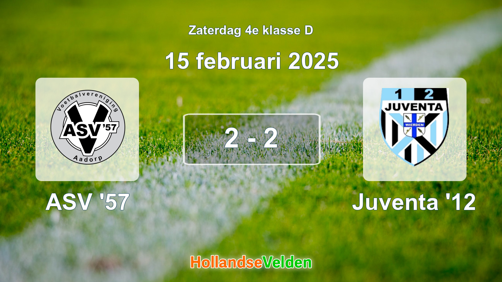 Gespeelde wedstrijd: ASV '57 - Juventa '12 2 - 2 (15 februari 2025)