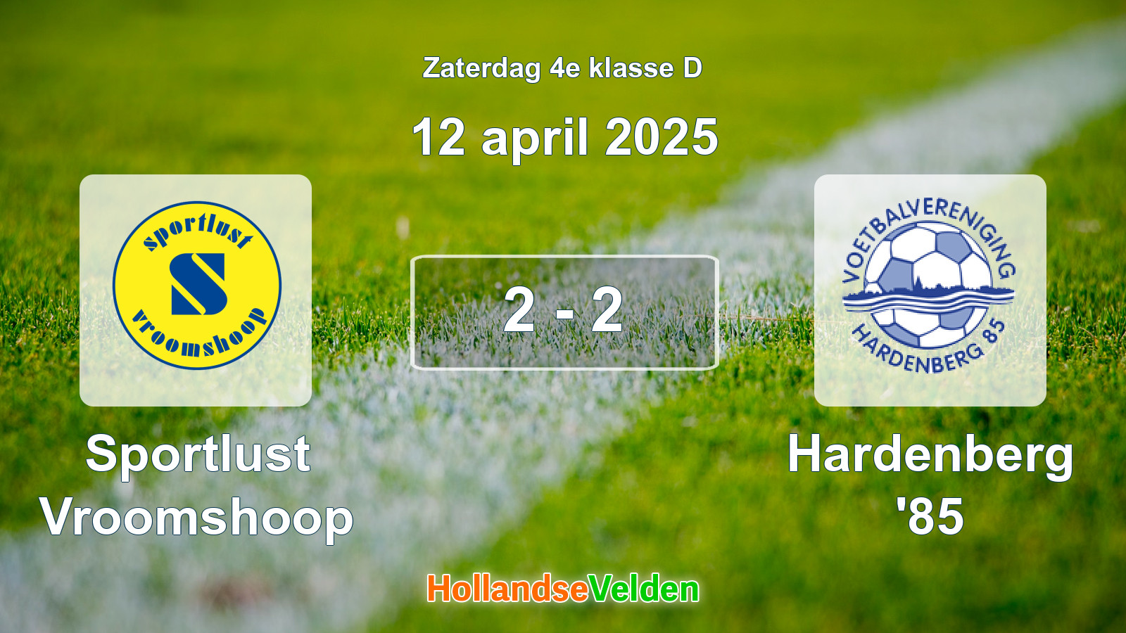 Gespeelde wedstrijd: Sportlust Vroomshoop - Hardenberg '85 2 - 2 (12 april 2025)