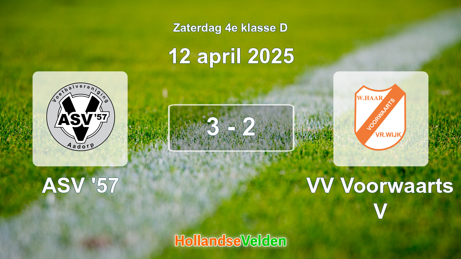 Gespeelde wedstrijd: ASV '57 - VV Voorwaarts V 3 - 2 (12 april 2025)