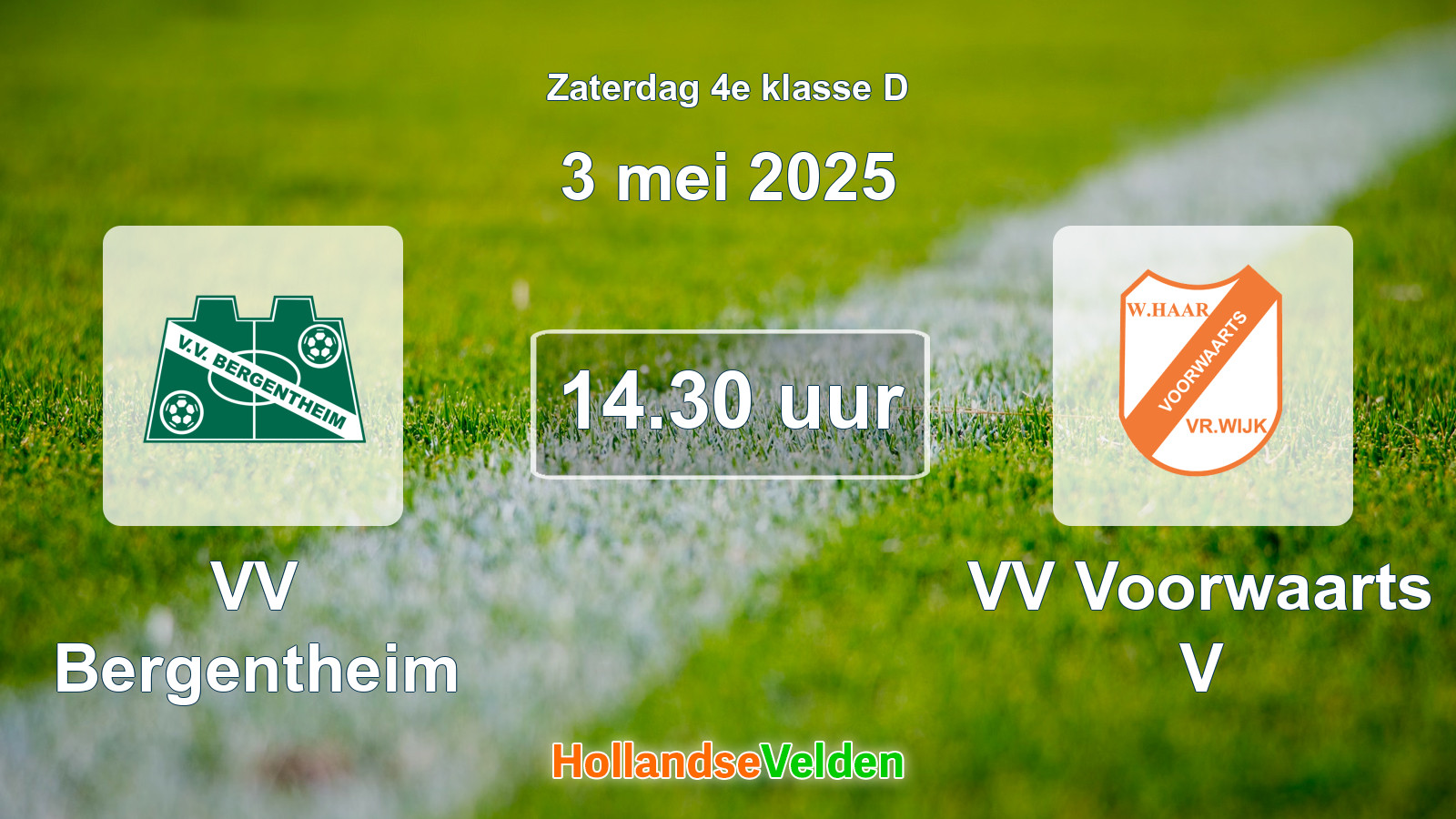 Geplande wedstrijd: VV Bergentheim - VV Voorwaarts V (3 mei 2025)