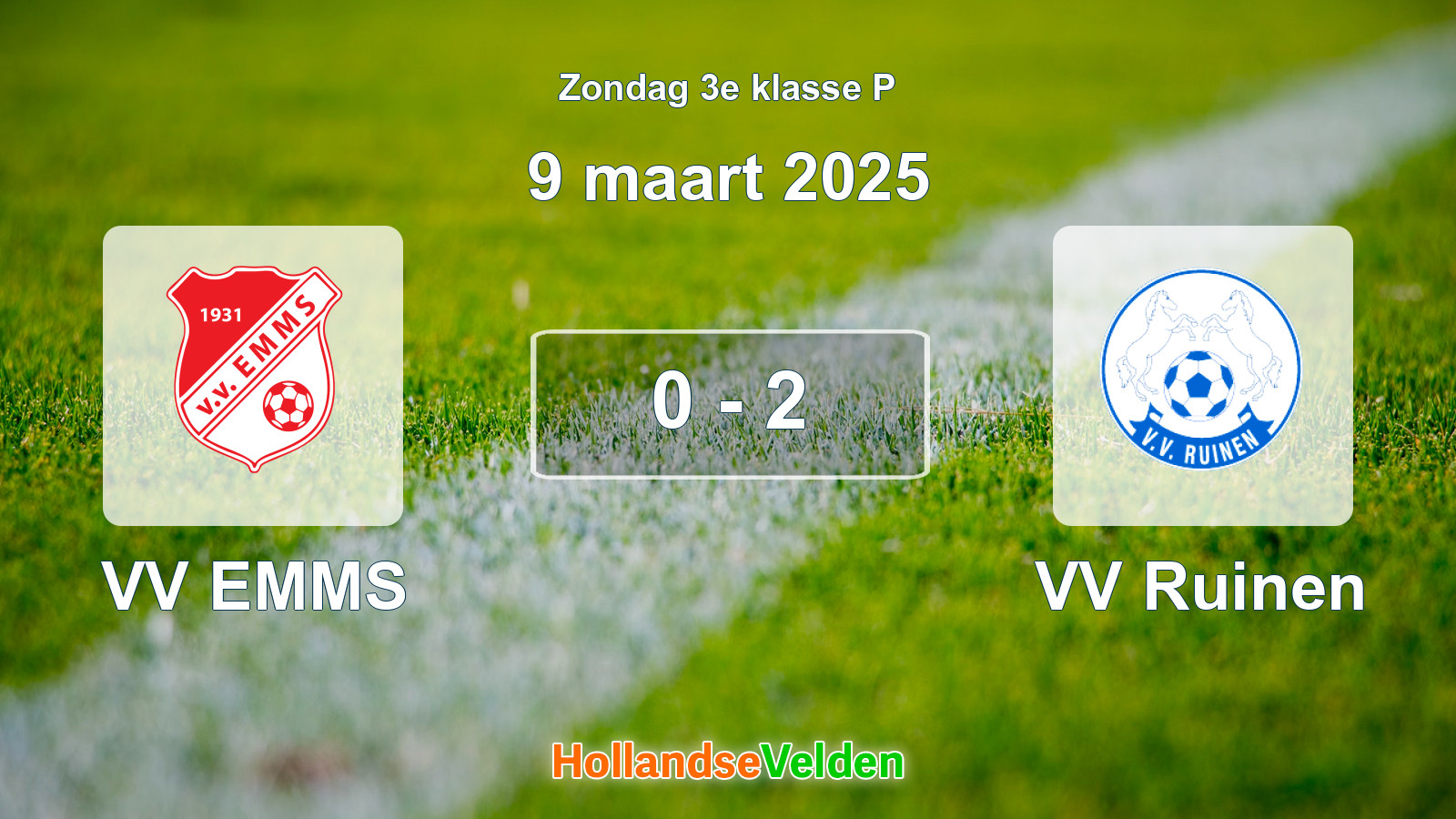 Gespeelde wedstrijd: VV EMMS - VV Ruinen 0 - 2 (9 maart 2025)