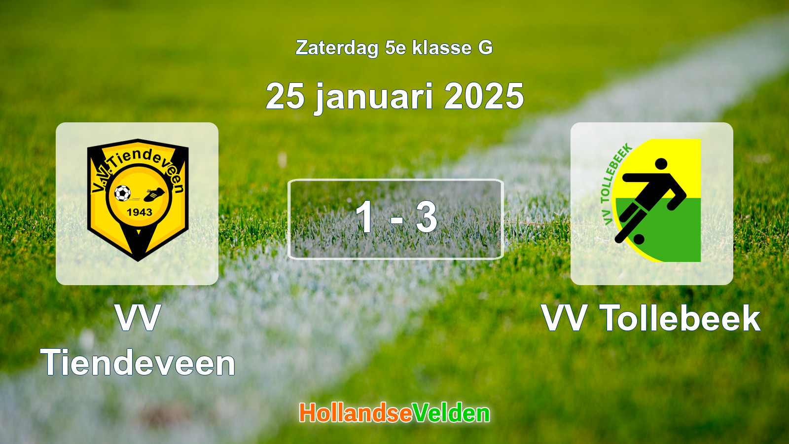 Gespeelde wedstrijd: VV Tiendeveen - VV Tollebeek 1 - 3 (25 januari 2025)