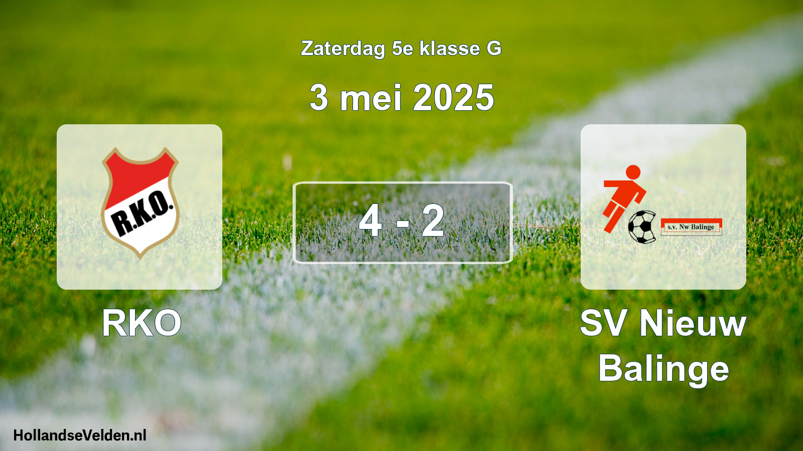 Gespeelde wedstrijd: RKO - SV Nieuw Balinge 4 - 2 (3 mei 2025)