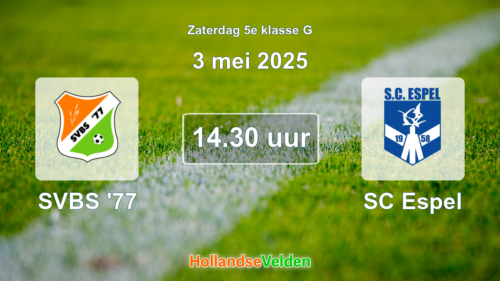 Geplande wedstrijd: SVBS '77 - SC Espel (3 mei 2025)