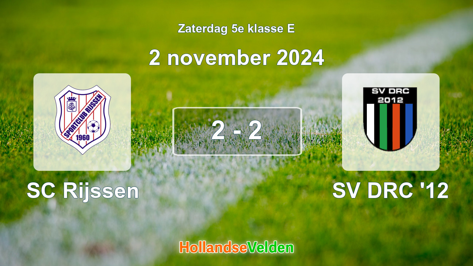 Gespeelde wedstrijd: SC Rijssen - SV DRC '12 2 - 2 (2 november 2024)