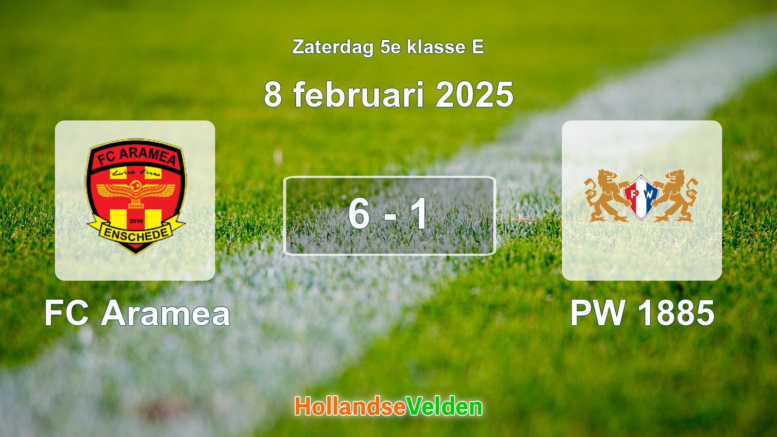 Gespeelde wedstrijd: FC Aramea - PW 1885 6 - 1 (8 februari 2025)