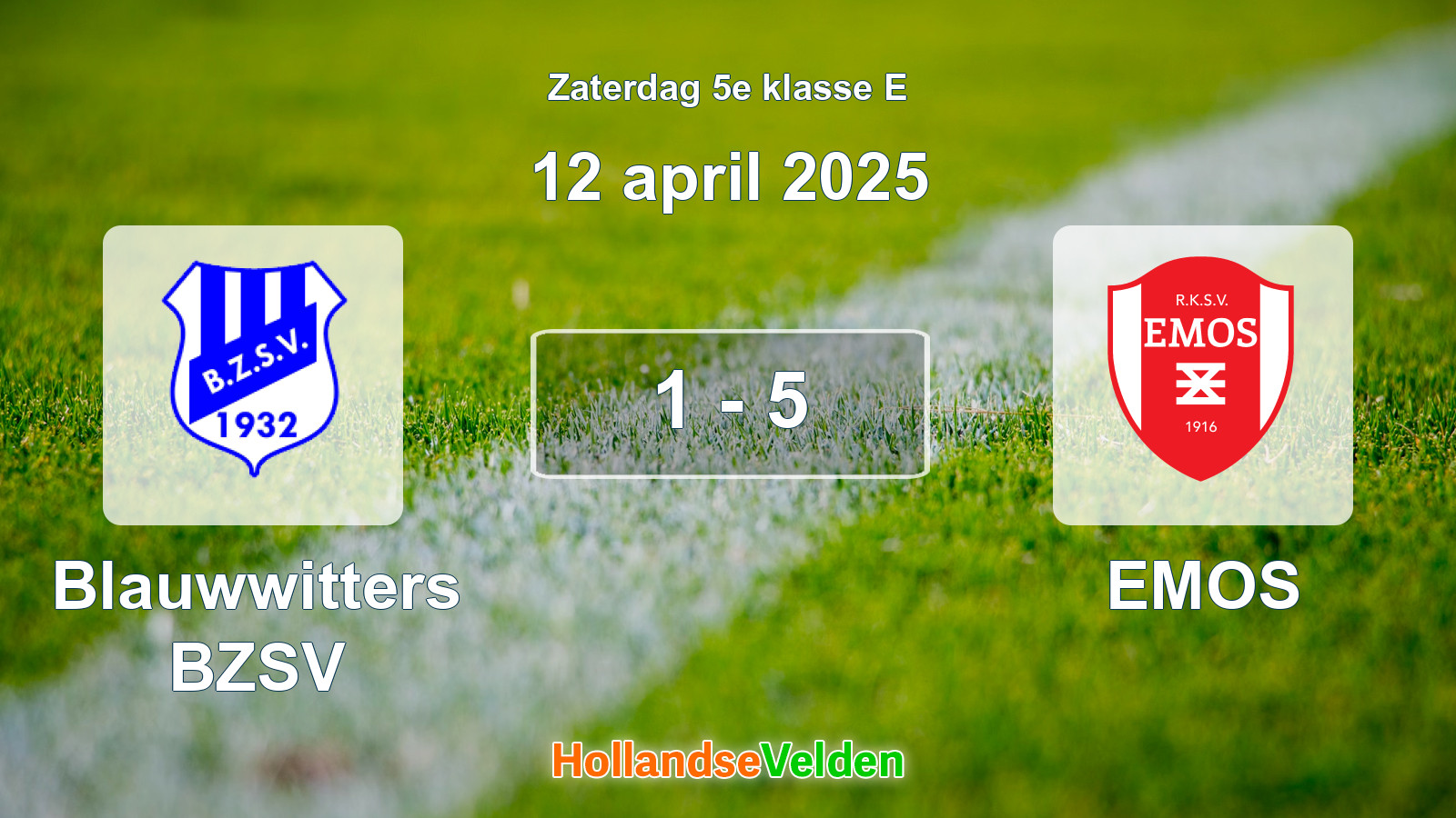 Gespeelde wedstrijd: Blauwwitters BZSV - EMOS 1 - 5 (12 april 2025)