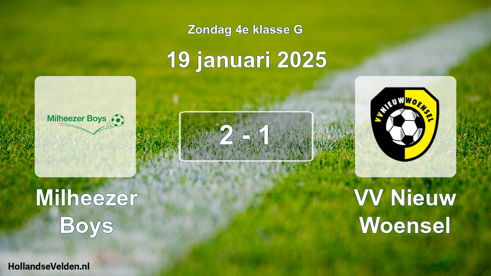 Gespeelde wedstrijd: Milheezer Boys - VV Nieuw Woensel 2 - 1 (19 januari 2025)