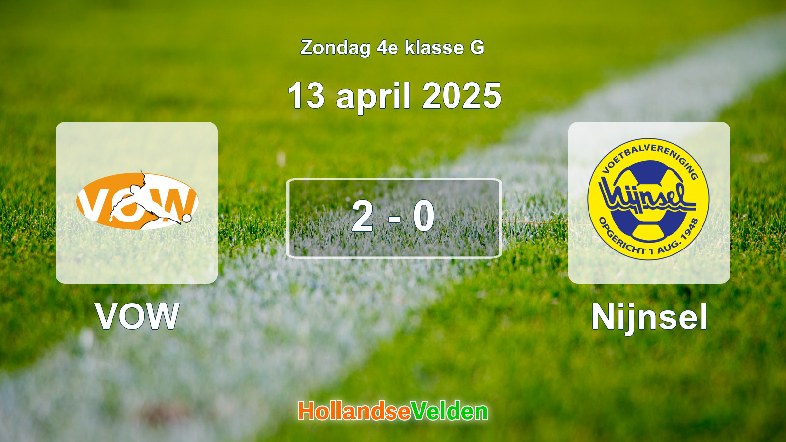 Gespeelde wedstrijd: VOW - Nijnsel 2 - 0 (13 april 2025)