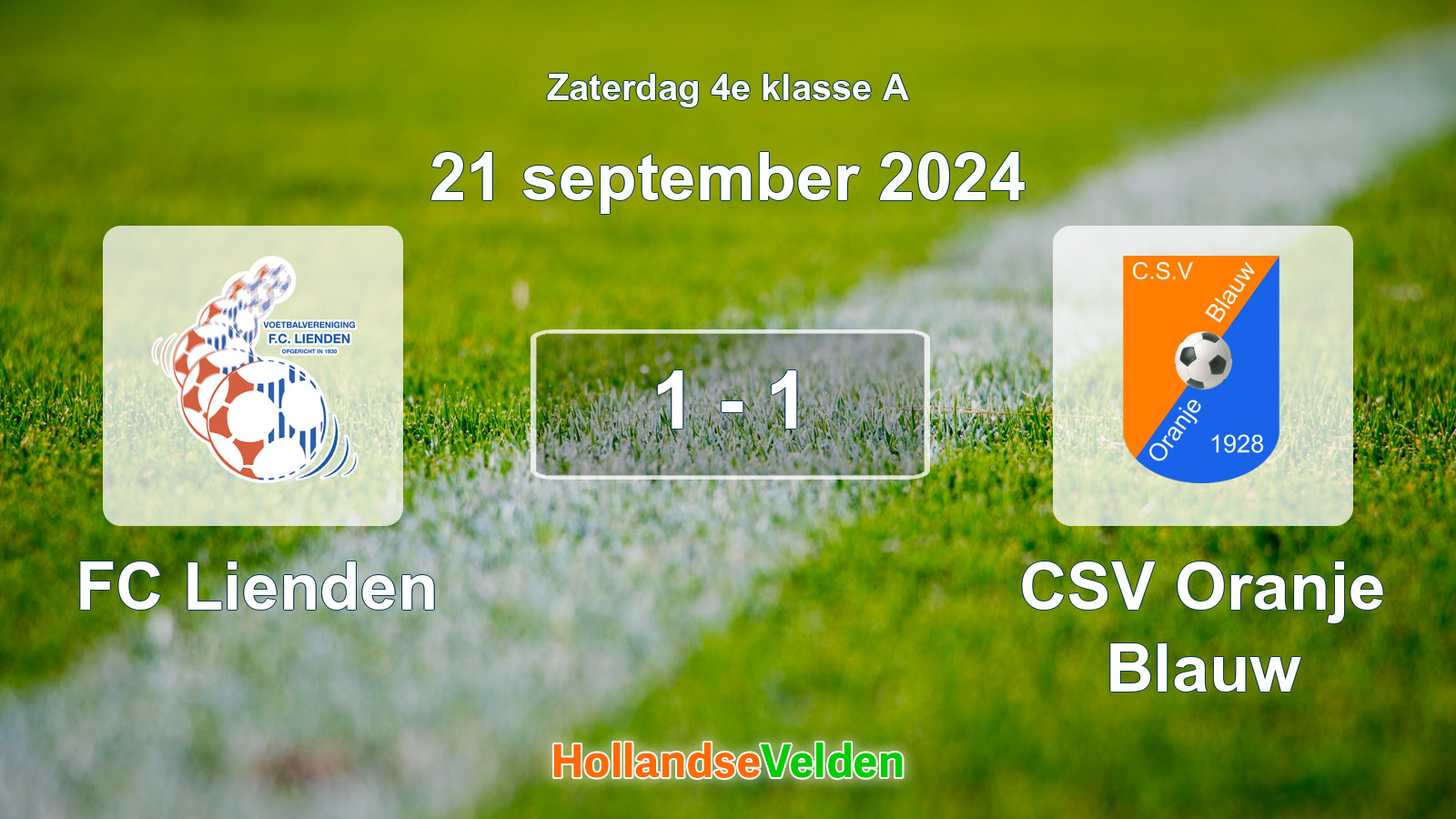Gespeelde wedstrijd: FC Lienden - CSV Oranje Blauw 1 - 1 (21 september 2024)