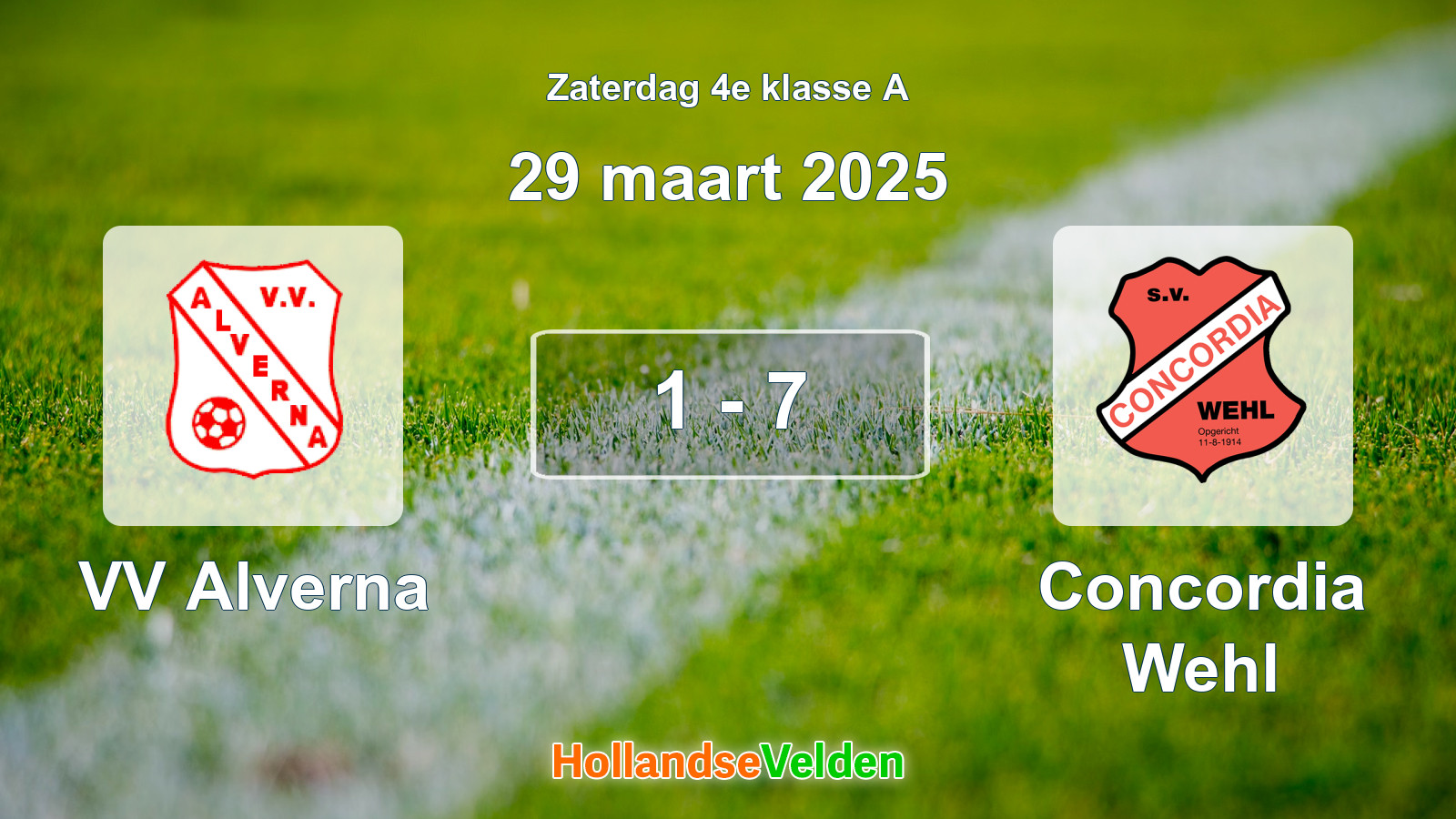Gespeelde wedstrijd: VV Alverna - Concordia Wehl 1 - 7 (29 maart 2025)