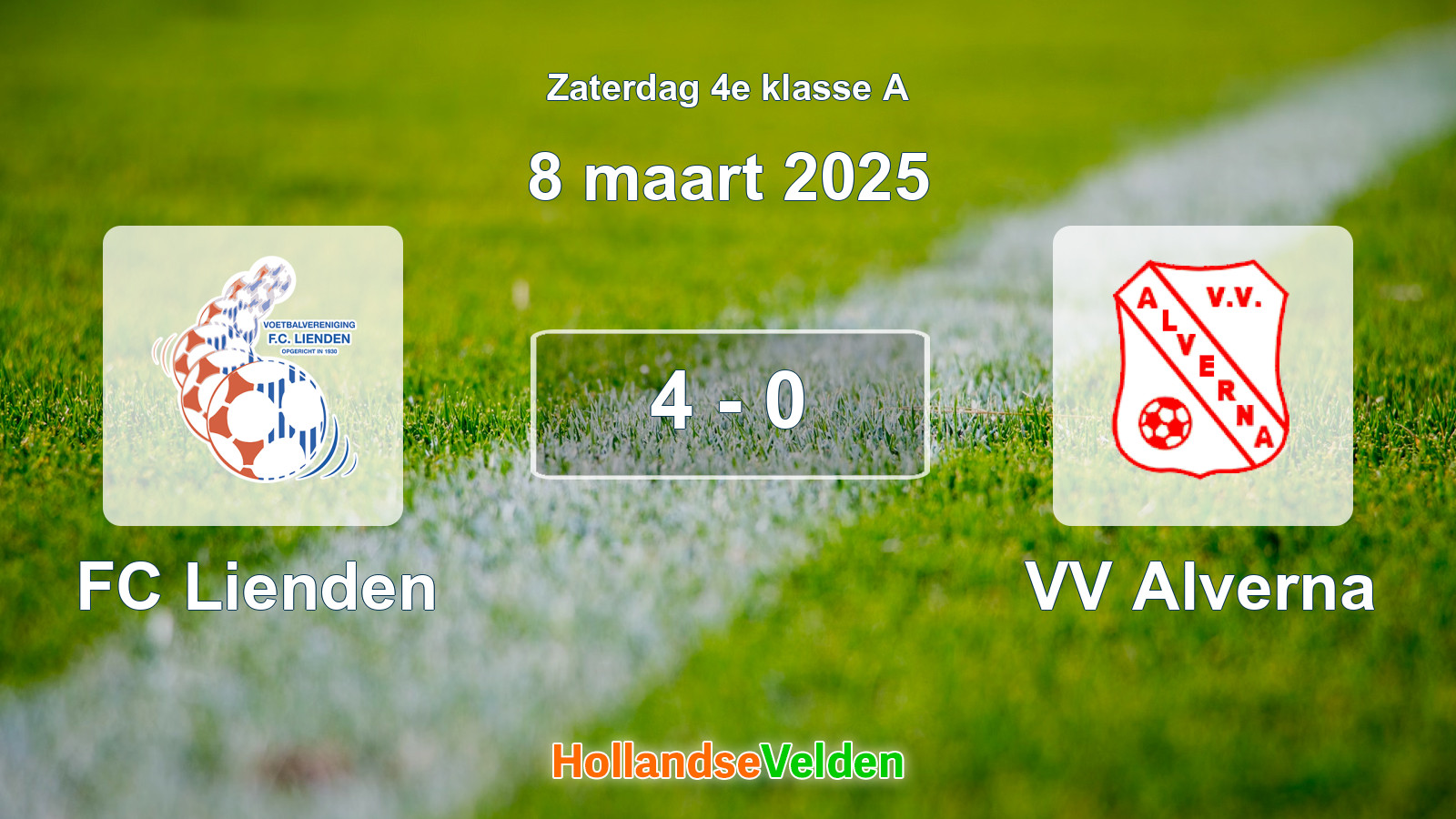 Gespeelde wedstrijd: FC Lienden - VV Alverna 4 - 0 (8 maart 2025)
