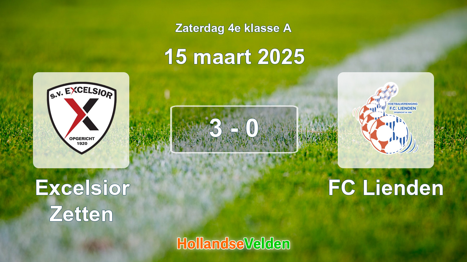 Gespeelde wedstrijd: Excelsior Zetten - FC Lienden 3 - 0 (15 maart 2025)