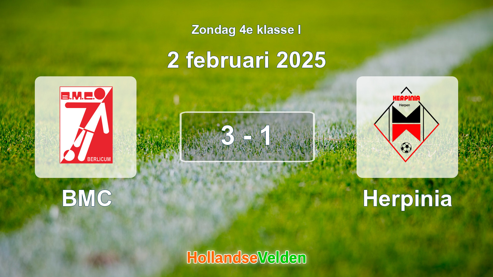 Gespeelde wedstrijd: BMC - Herpinia 3 - 1 (2 februari 2025)