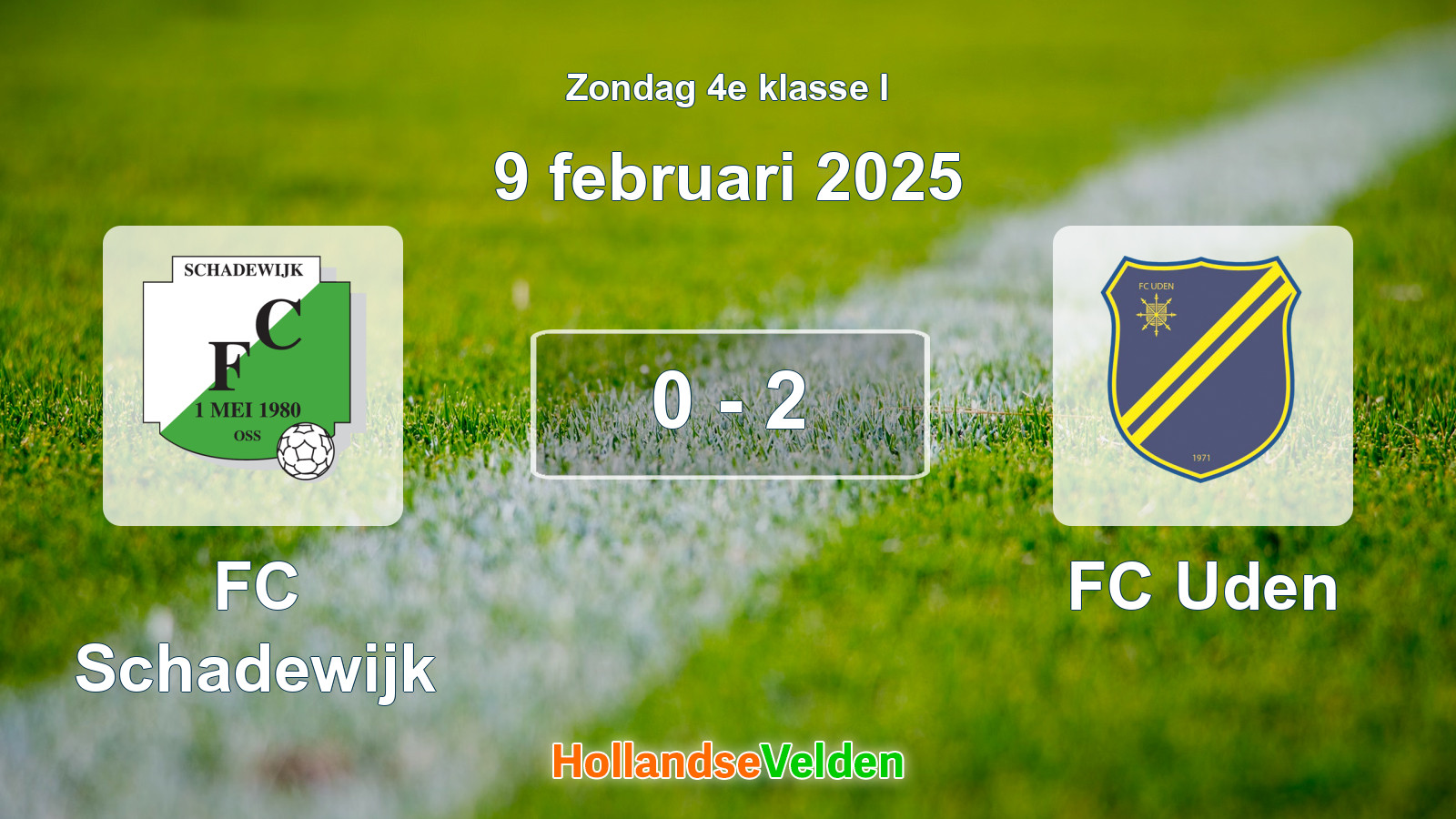 Gespeelde wedstrijd: FC Schadewijk - FC Uden 0 - 2 (9 februari 2025)