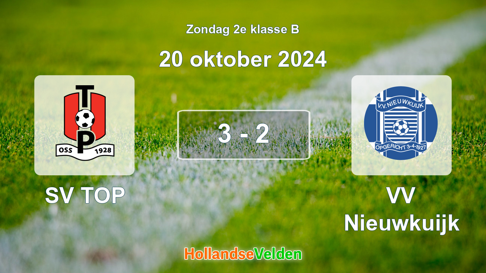 Gespeelde wedstrijd: SV TOP - VV Nieuwkuijk 3 - 2 (20 oktober 2024)