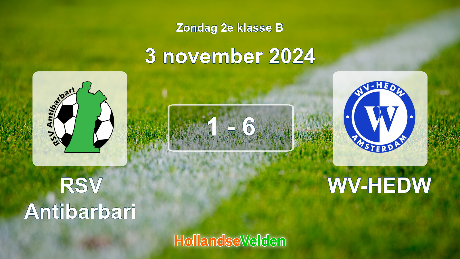 Gespeelde wedstrijd: RSV Antibarbari - WV-HEDW 1 - 6 (3 november 2024)