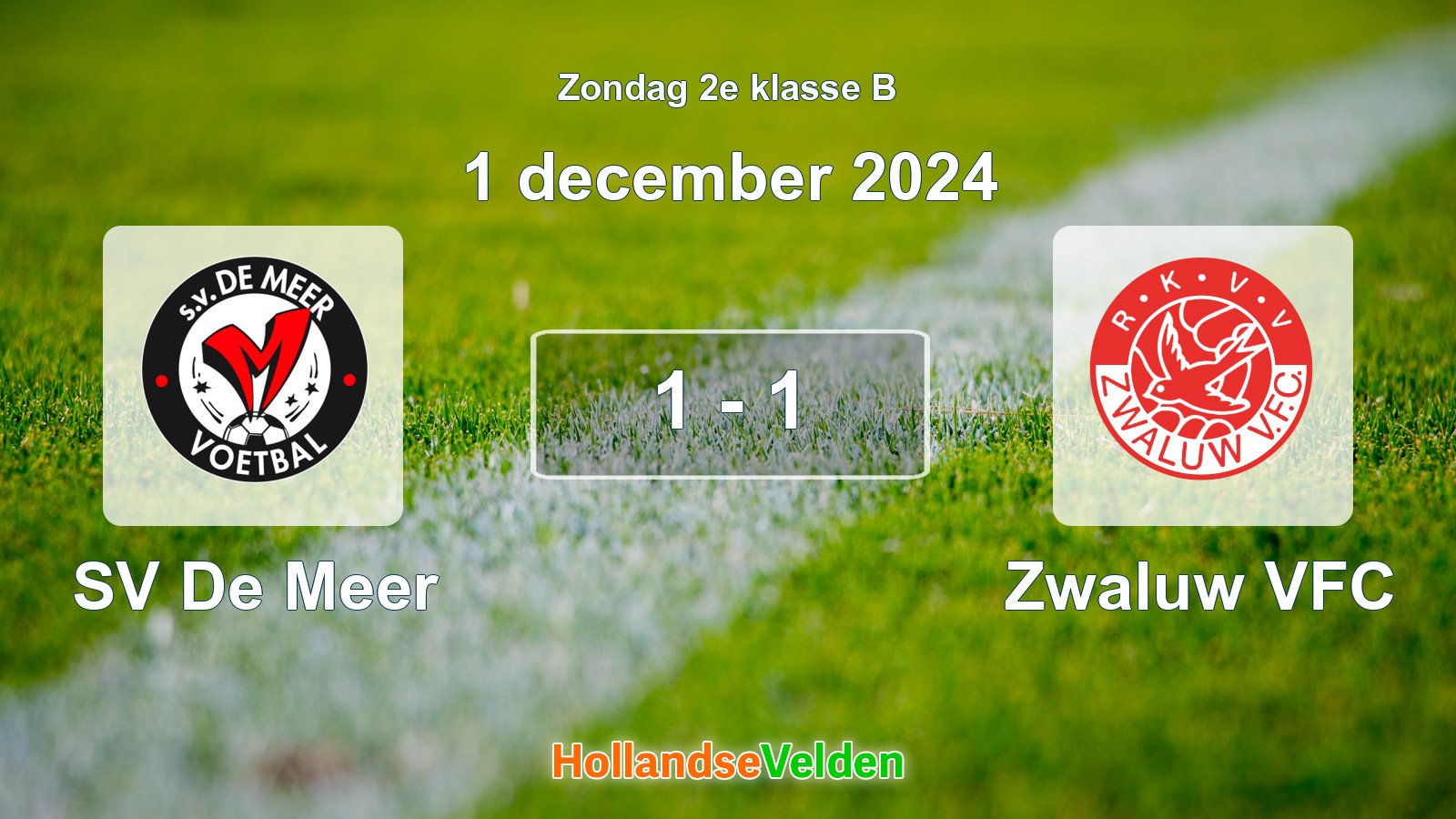 Gespeelde wedstrijd: SV De Meer - Zwaluw VFC 1 - 1 (1 december 2024)