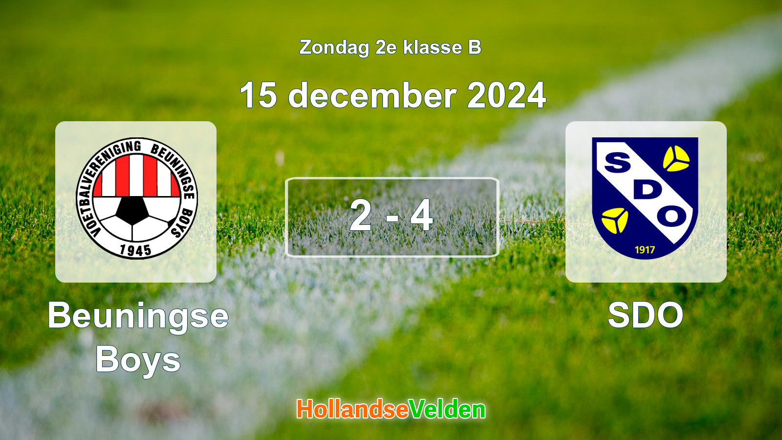 Gespeelde wedstrijd: Beuningse Boys - SDO 2 - 4 (15 december 2024)