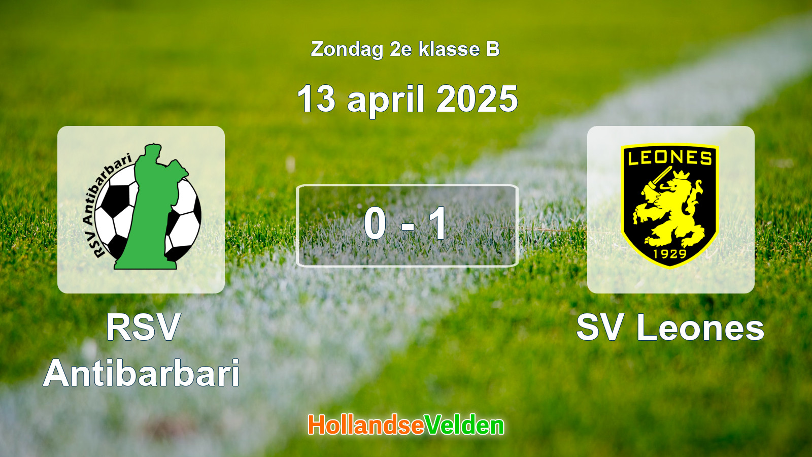 Gespeelde wedstrijd: RSV Antibarbari - SV Leones 0 - 1 (13 april 2025)