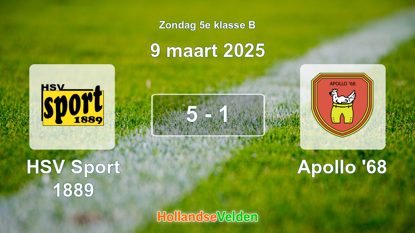 Gespeelde wedstrijd: HSV Sport 1889 - Apollo '68 5 - 1 (9 maart 2025)