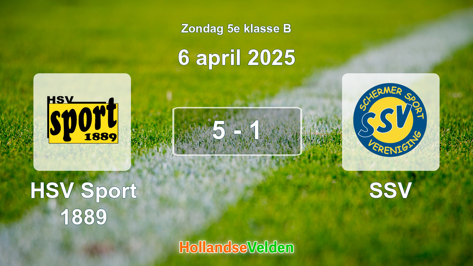 Gespeelde wedstrijd: HSV Sport 1889 - SSV 5 - 1 (6 april 2025)