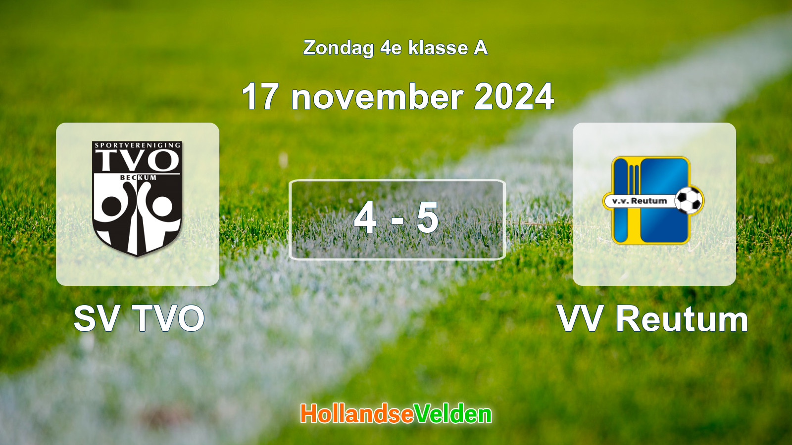 Gespeelde wedstrijd: SV TVO - VV Reutum 4 - 5 (17 november 2024)