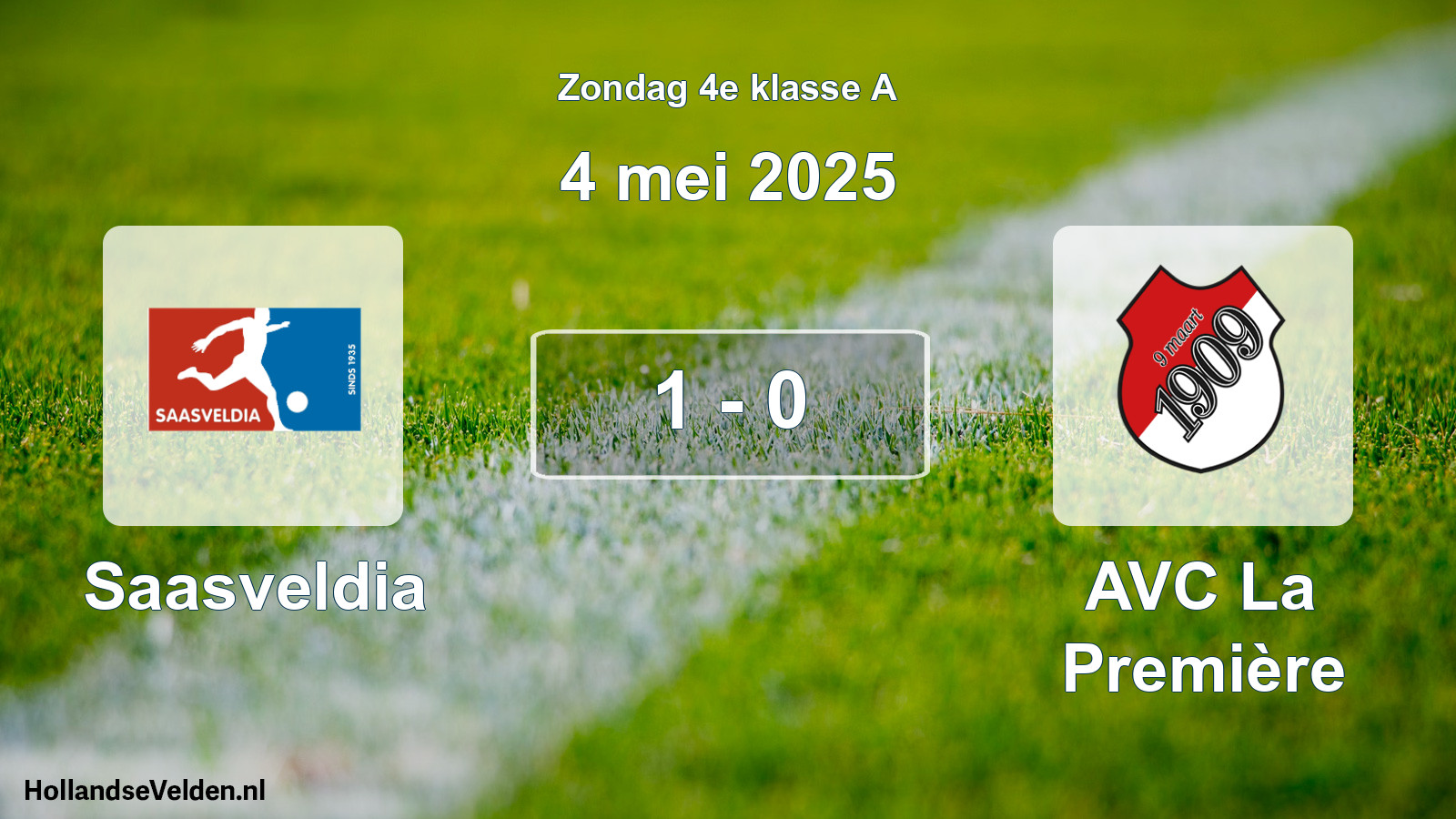 Gespeelde wedstrijd: Saasveldia - AVC La Première 1 - 0 (4 mei 2025)