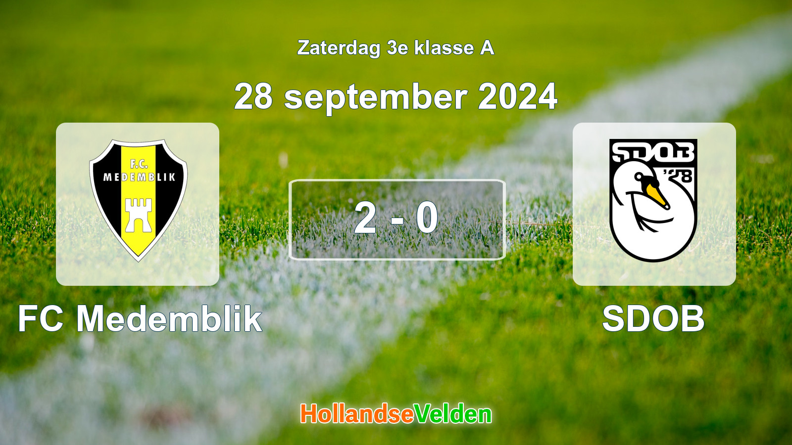 Gespeelde wedstrijd: FC Medemblik - SDOB 2 - 0 (28 september 2024)